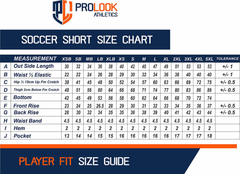 Size Guides - Prolook Athletic